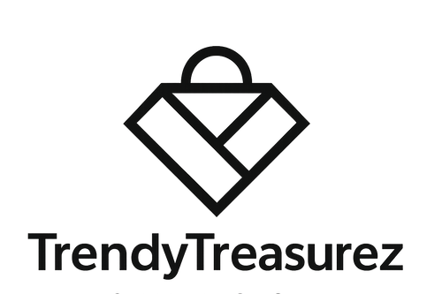 black and white " TrendyTreasurez " modern logo
